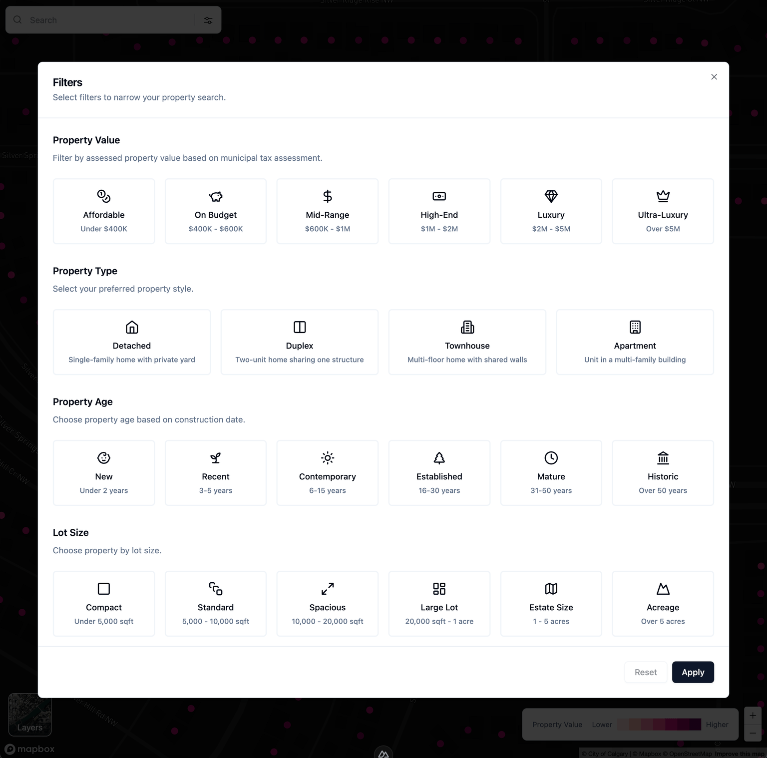 New filtering interface