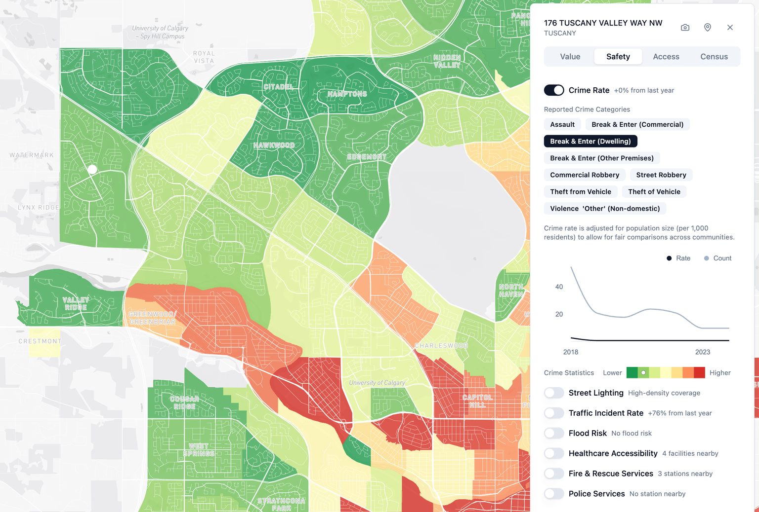 Calgary crime map on Explore