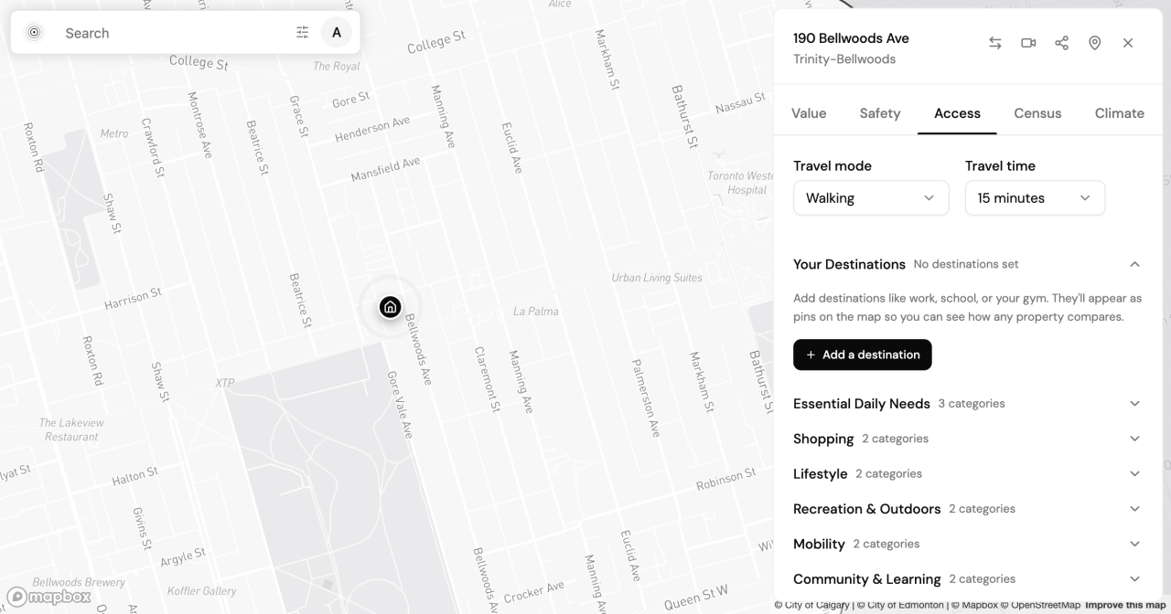 Toronto Walkability by Neighbourhood: The 15-Minute Test